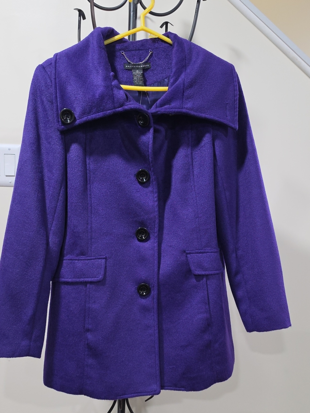 Grace Elements Purple Pea Coat with Black Buttons